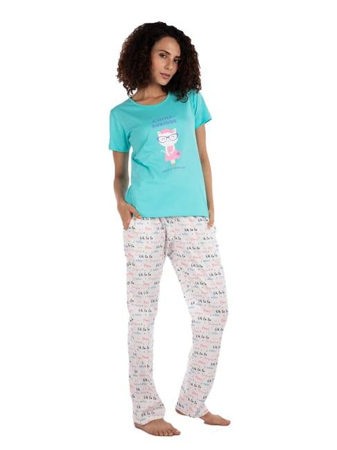 nite flite multicolor printed top with pyjamas