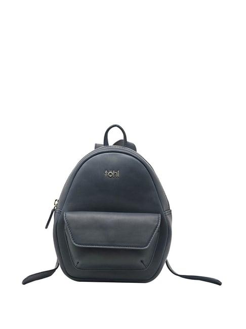 tohl devon navy leather medium backpack