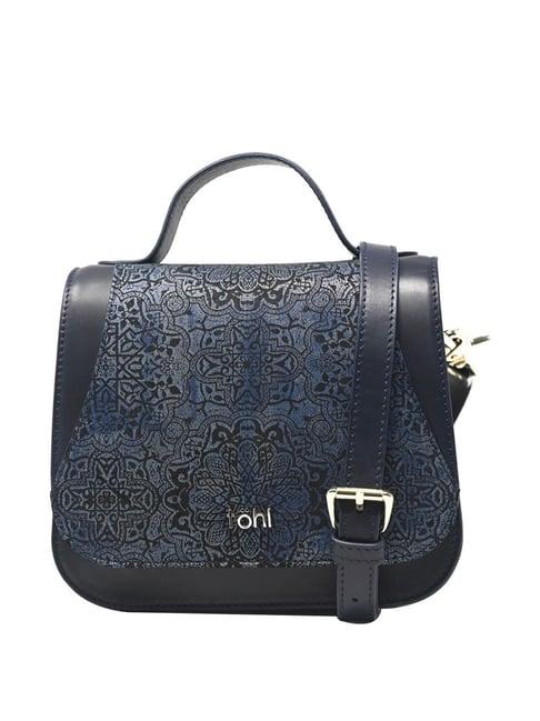 tohl alma navy textured medium handbag