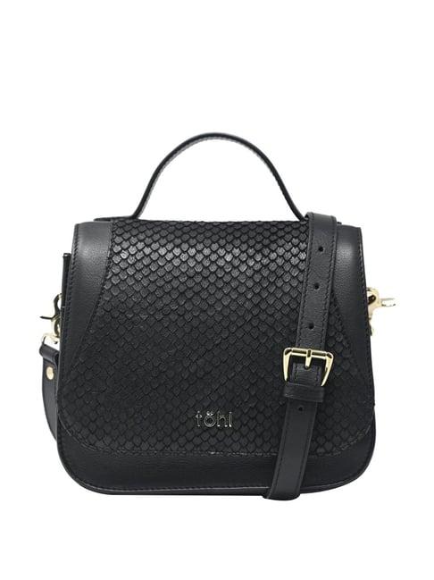 tohl alma black textured medium handbag