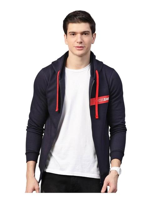 spykar navy hooded sweatshirt