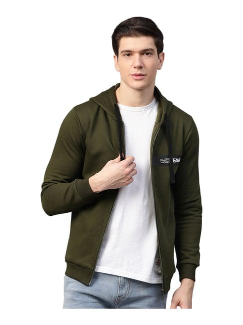 spykar olive hooded sweatshirt