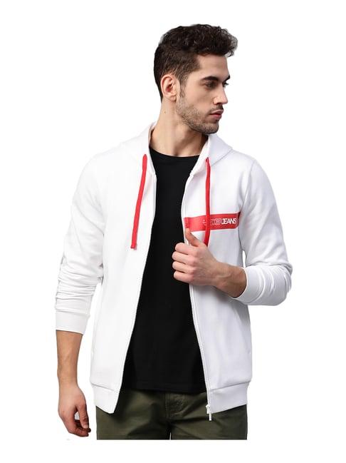 spykar white hooded sweatshirt