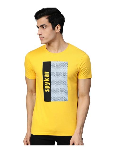 spykar yellow printed t-shirt