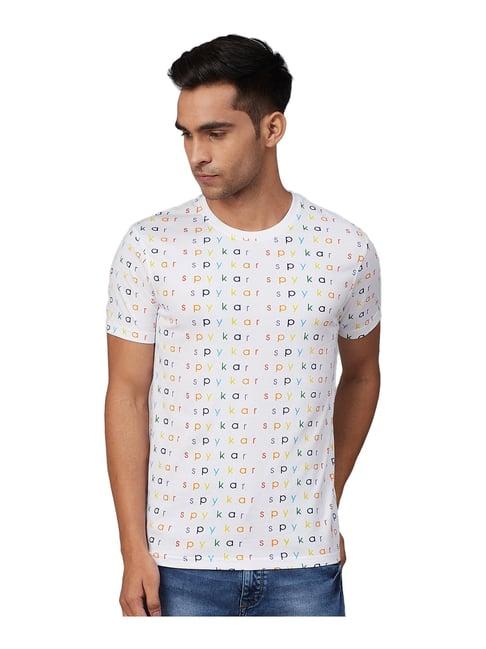 spykar white printed t-shirt