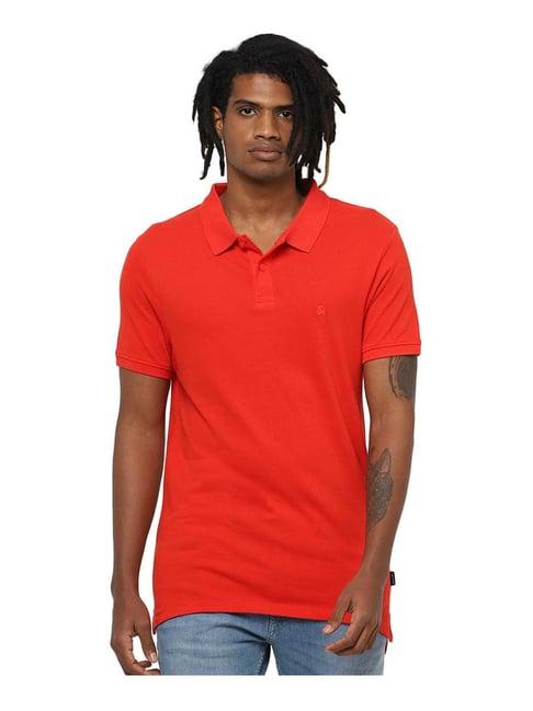 jack & jones red regular fit polo t-shirt