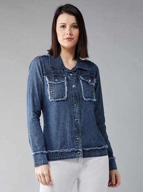 dolce crudo blue distressed denim jacket