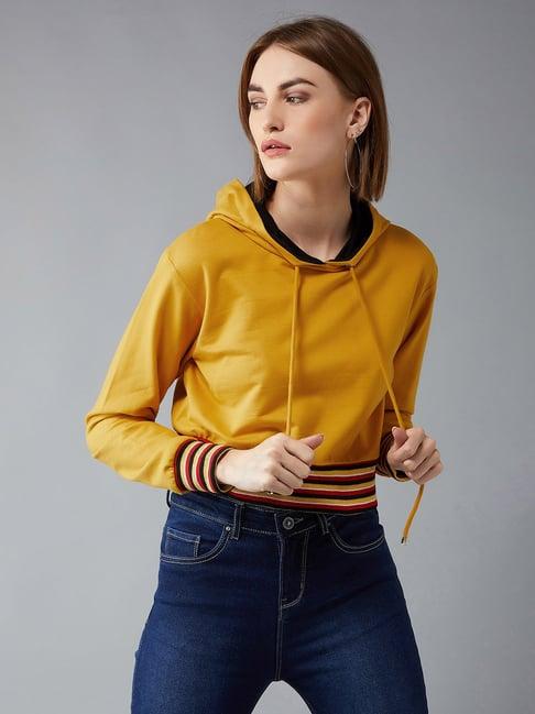 dolce crudo mustard relaxed fit crop sweatshirt