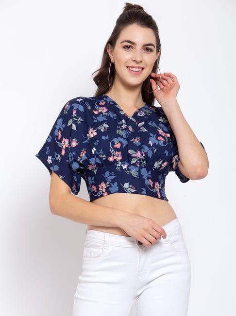 style quotient navy printed top