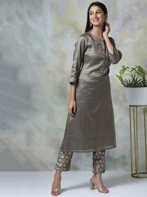 biba pewter kurta pant set