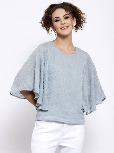 lela powder blue textured top