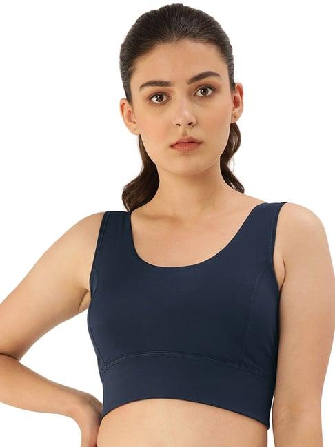 enamor navy non wired non padded sports bra