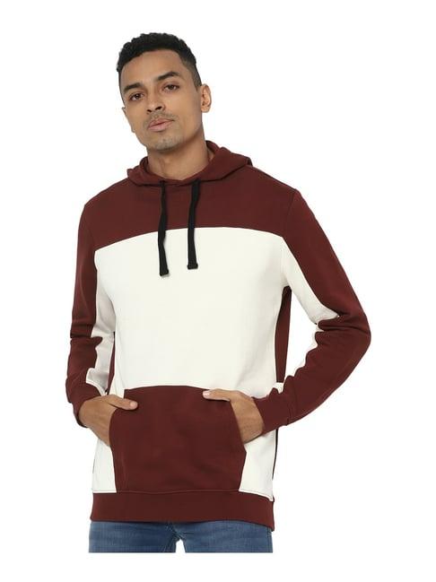 allen solly maroon hooded sweatshirt