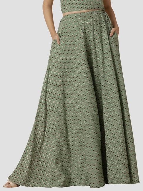 indya green printed palazzos