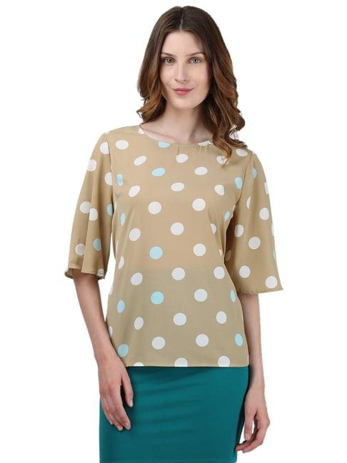 monte carlo brown polka dot top