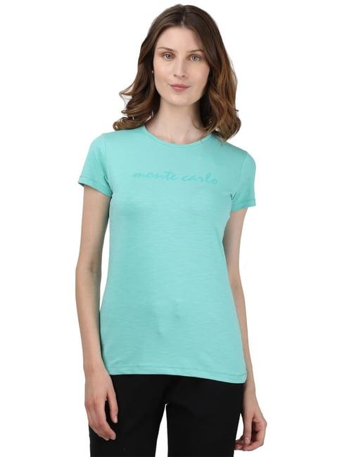 monte carlo light blue graphic print t-shirt