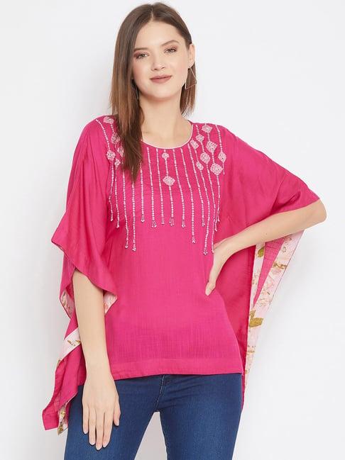 the kaftan company pink embroidered kaftan top