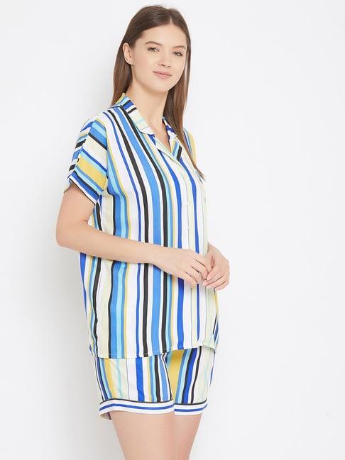 the kaftan company multicolor striped shirt with shorts