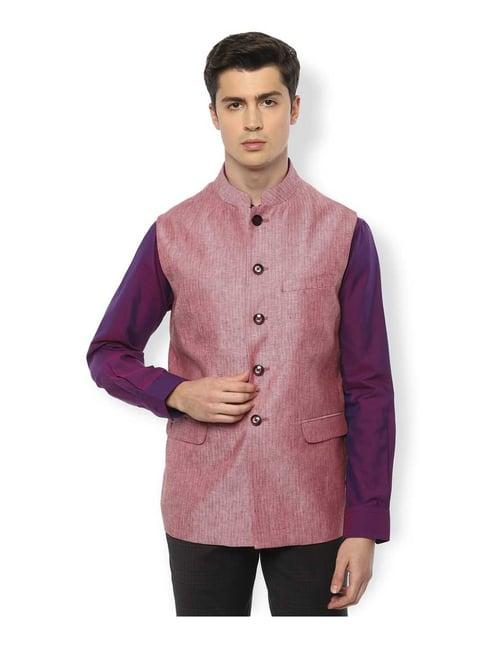 van heusen pink slim fit linen waistcoat