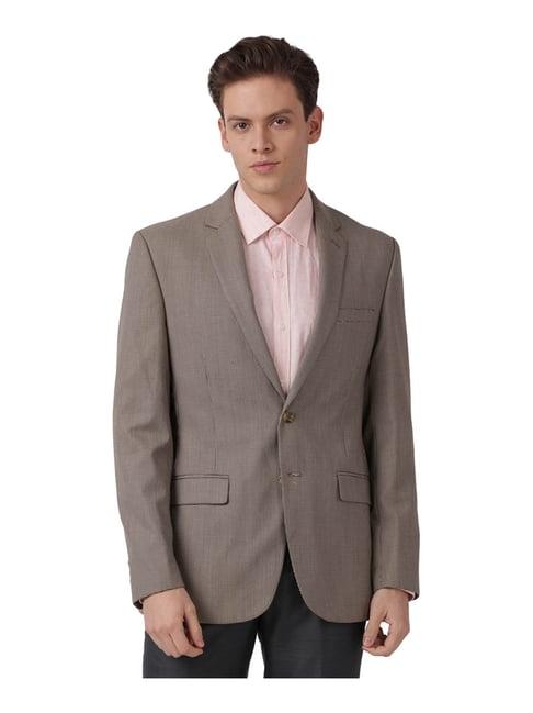 park avenue beige regular fit blazer