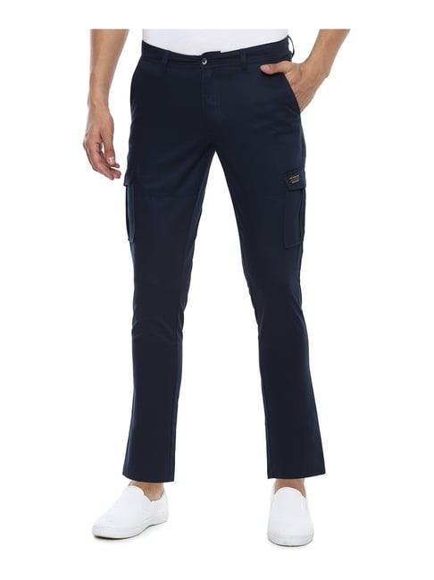 louis philippe jeans navy slim fit cargos