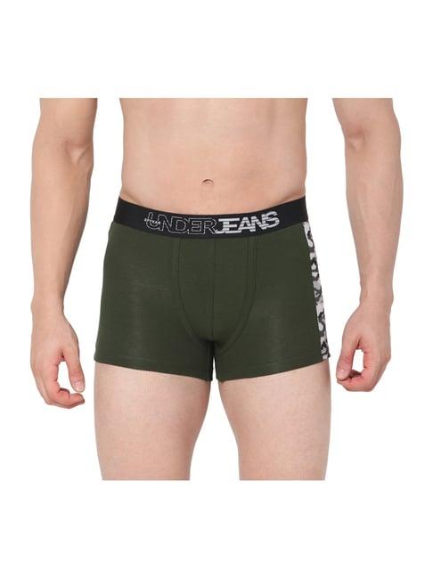 underjeans by spykar olive green cotton trunks