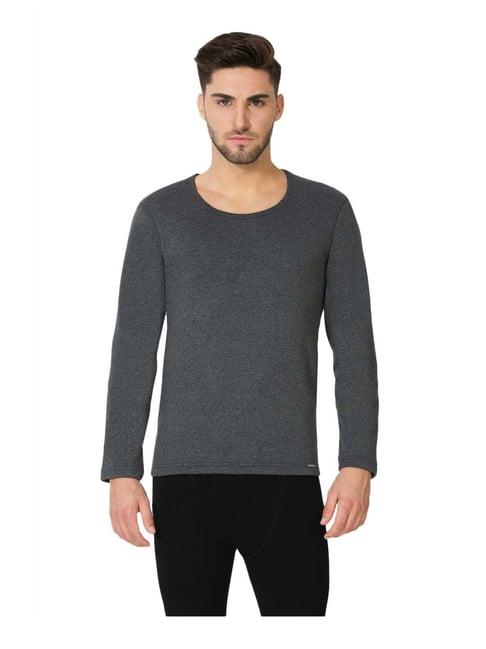 van heusen grey regular fit solid thermal top