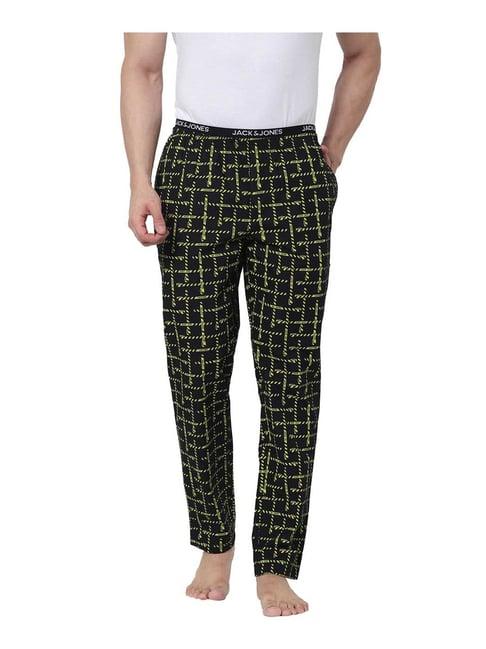 jack & jones yellow & black cotton pyjama pants