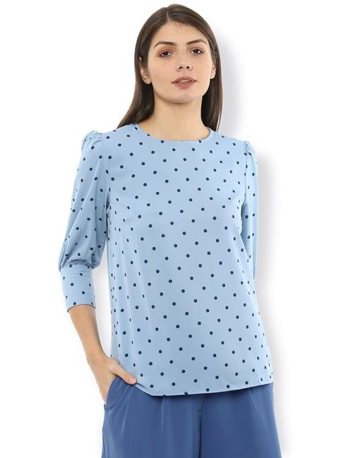 van heusen blue polka dot top