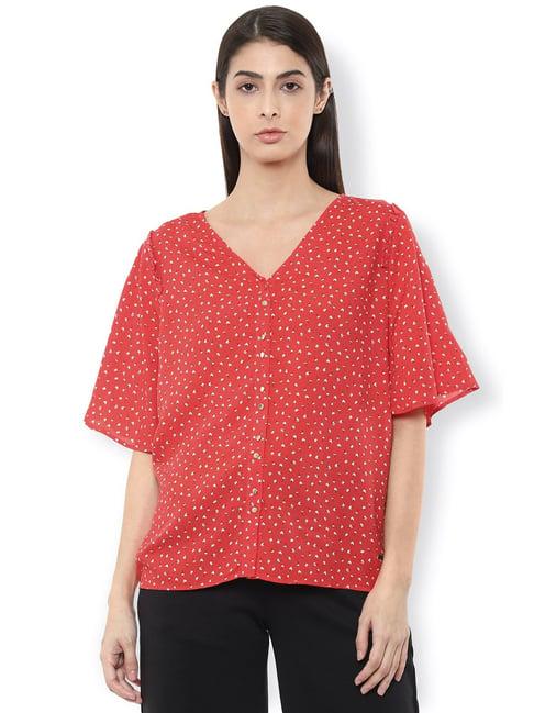 van heusen red floral print top