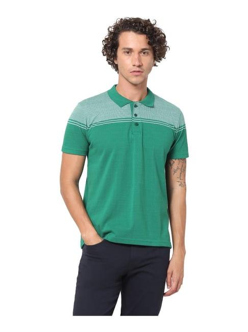 celio* green cotton regular fit polo t-shirt