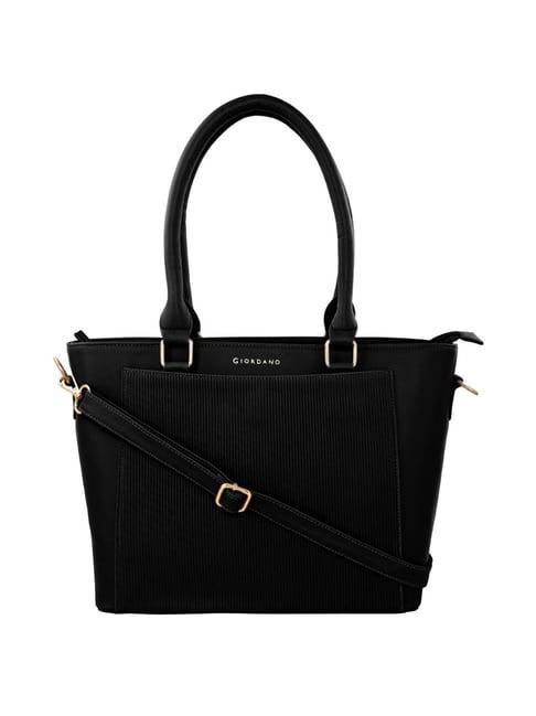 giordano black textured medium tote handbag