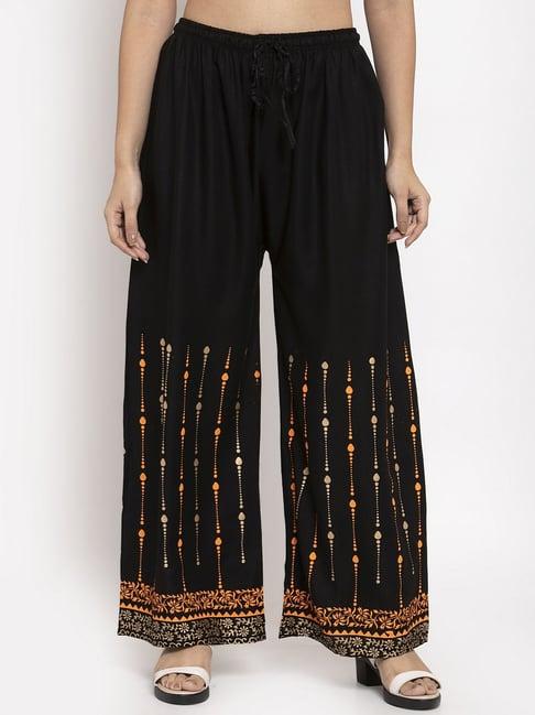 clora creation black printed palazzos