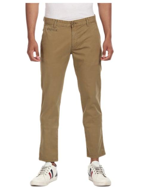 aeropostale khaki flat front solid casual trousers