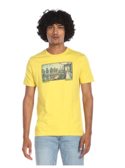 aeropostale yellow graphic print cotton t-shirt