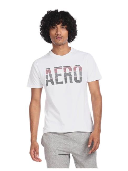 aeropostale off white brand print cotton t-shirt