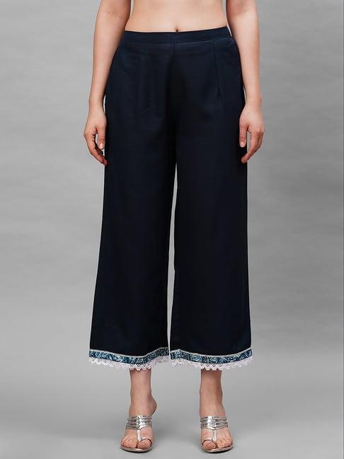 indo era navy cotton palazzos