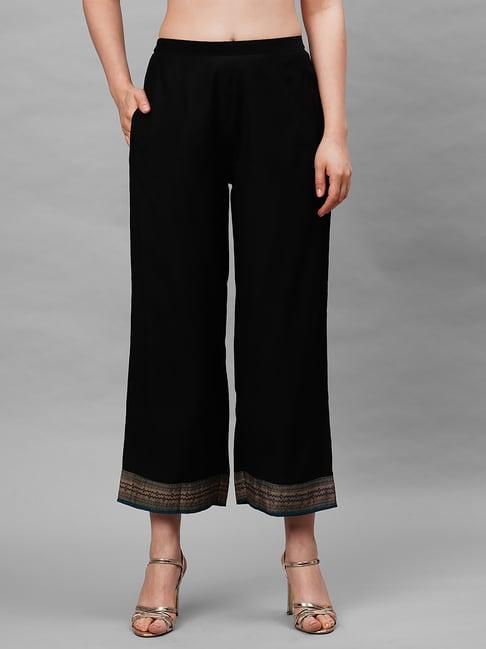 indo era black cotton palazzos