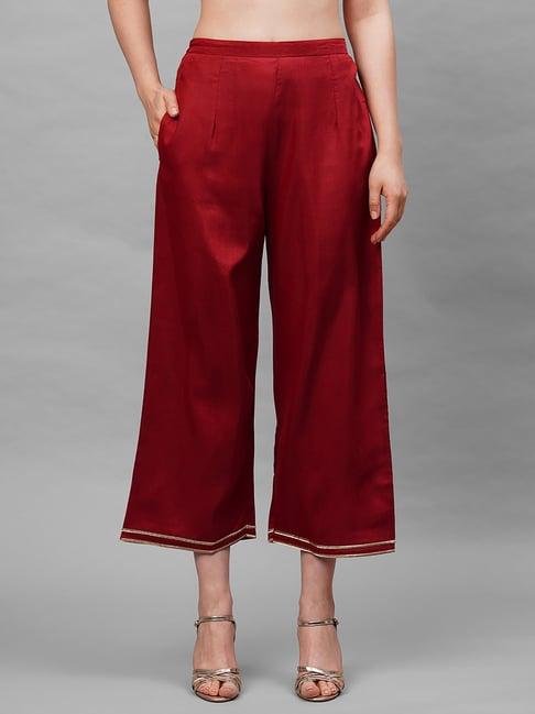 indo era red cotton palazzos