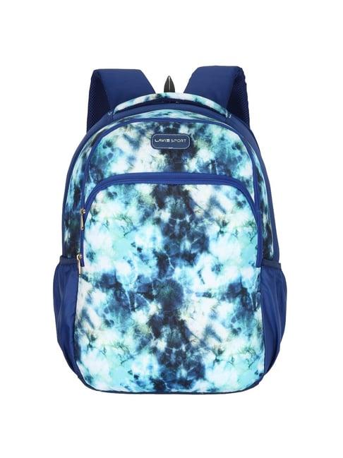 lavie marble lt navy & white printed medium backpack