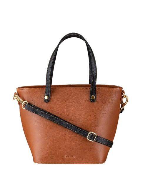 mai soli grace tan solid medium tote handbag