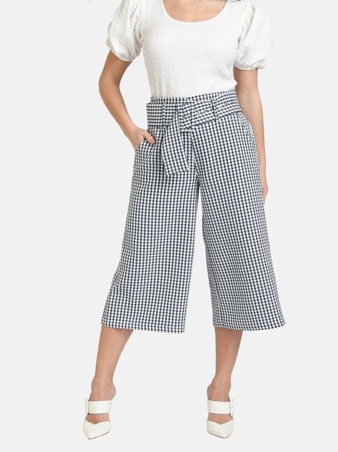 kazo blue & white checkered culottes