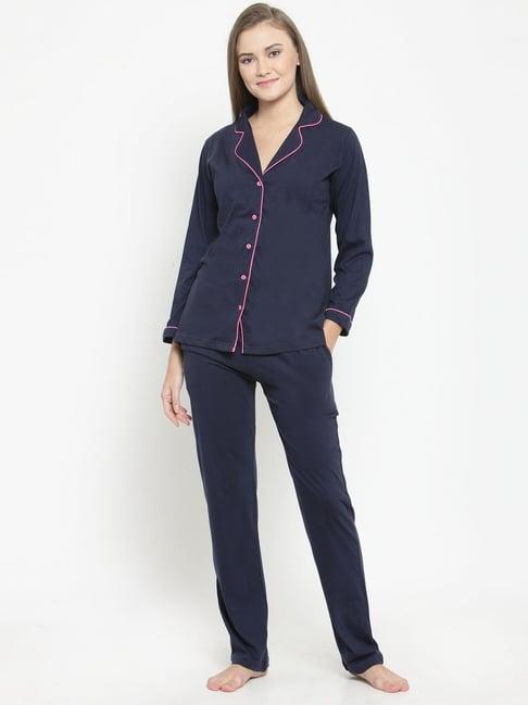 claura navy shirt with pyjamas