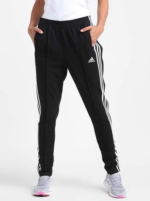 adidas black & white striped w mh snap trackpants