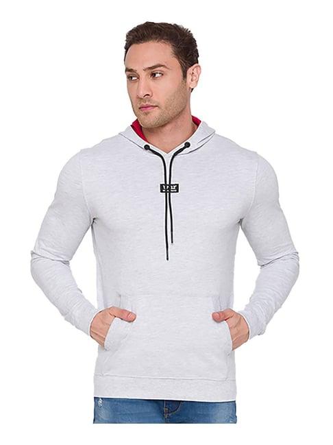 being human light grey slub hooded sweatshirt