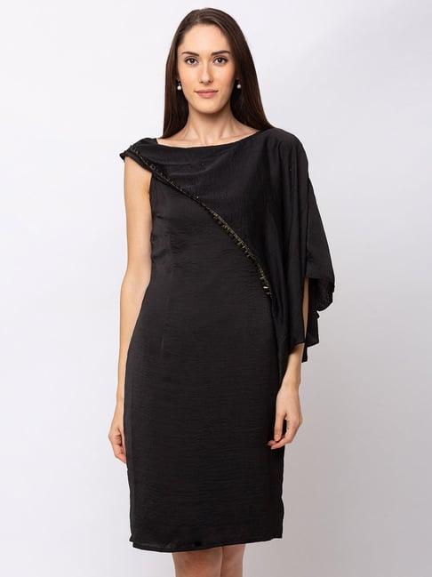 sheczzar black knee length dress