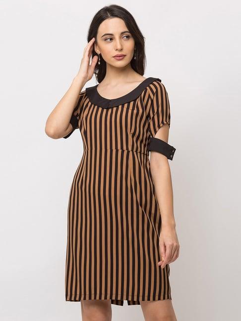 sheczzar brown & black striped dress