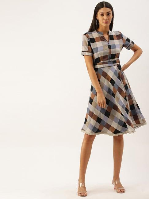 sheczzar multicolor checks dress