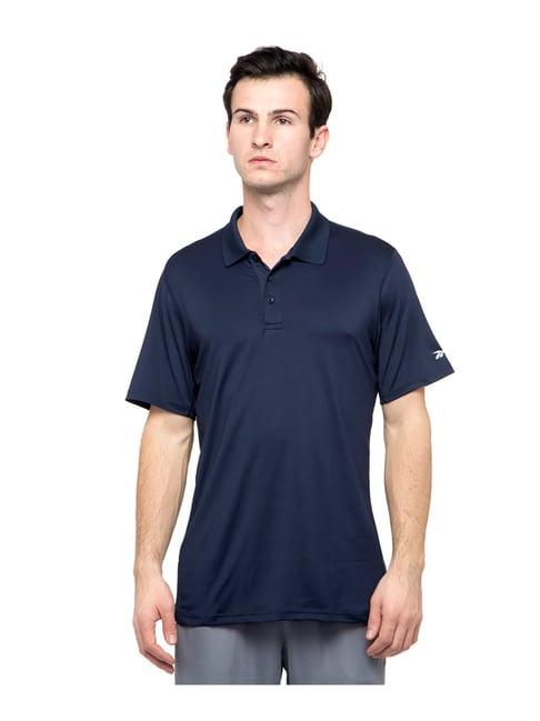 reebok navy wor recycled regular fit polo t-shirt