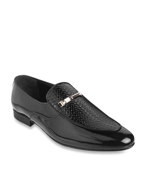 metro men's black formal loafers